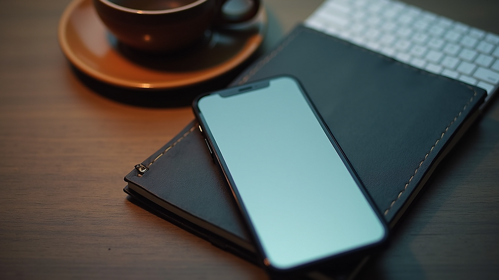 High angle view of a mobile phone displaying a responsive website
