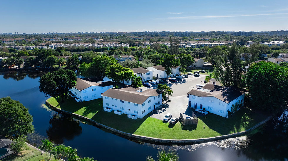 Aerial view of residential buildings in an investment portfolio