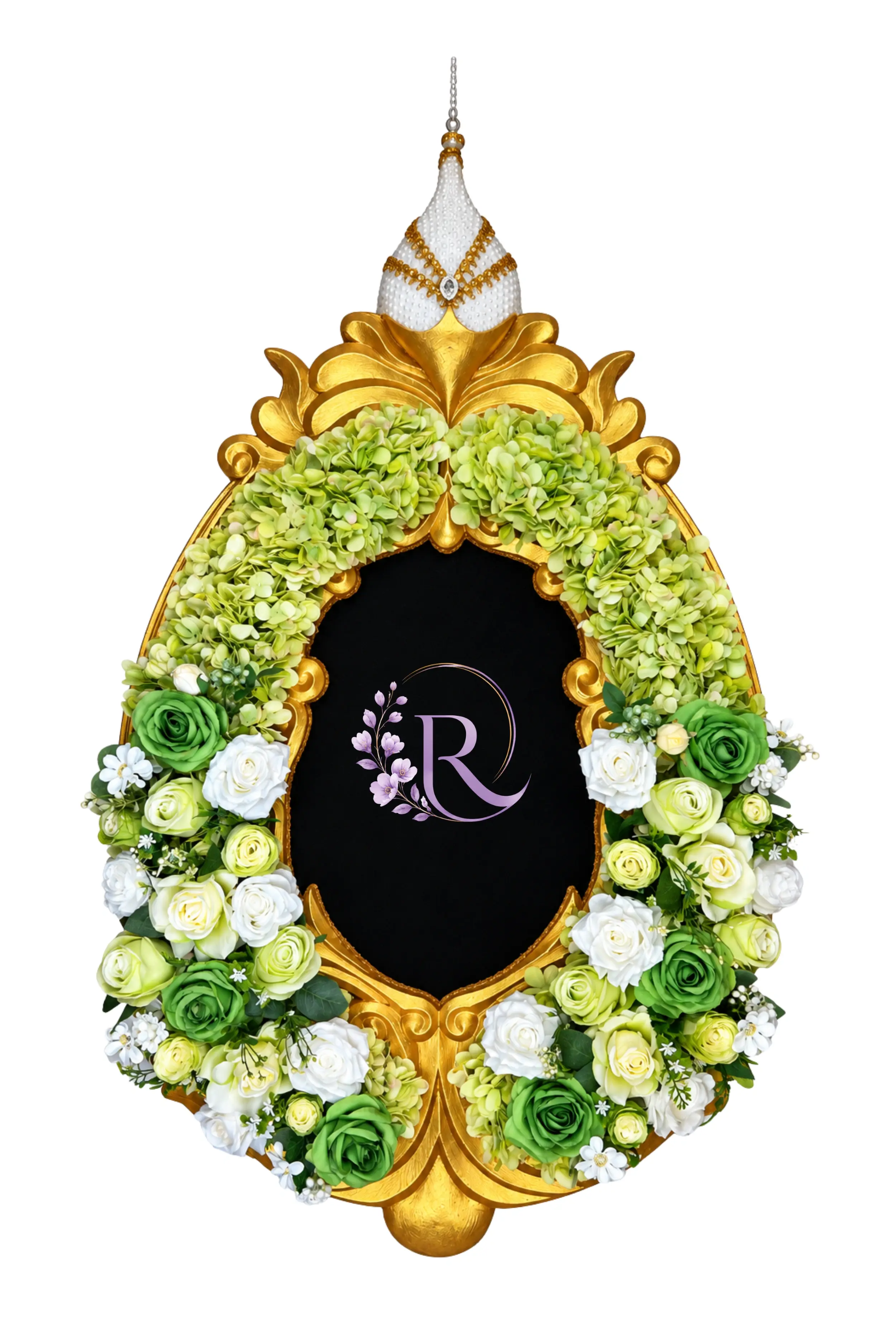 พวงหรีดทำบุญดอกไม้สีเขียว