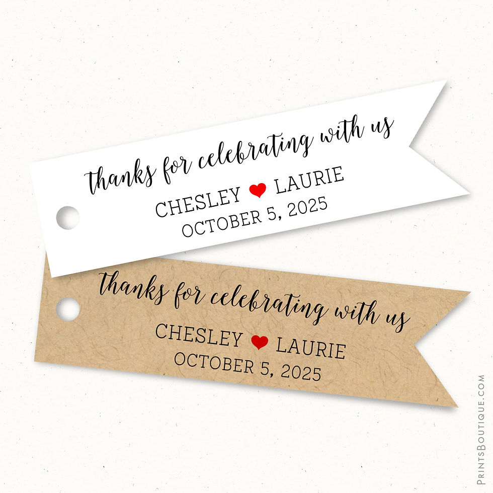 Thanks for celebrating with us favor tags (T-40) Set of 50 tags