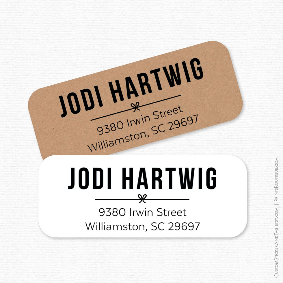 Clean Modern Mailing Labels with Line and Bow. Set of 30 labels