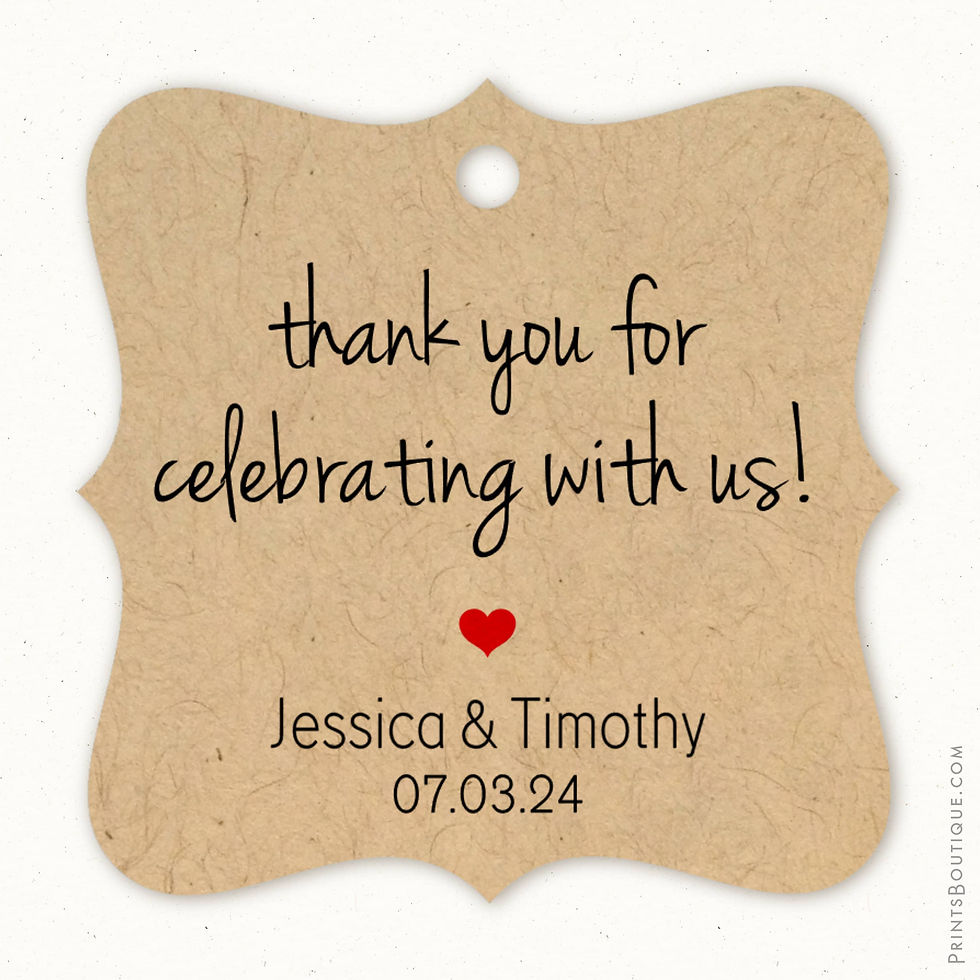 Thank you for celebrating with us! fancy square wedding tags (T-15)