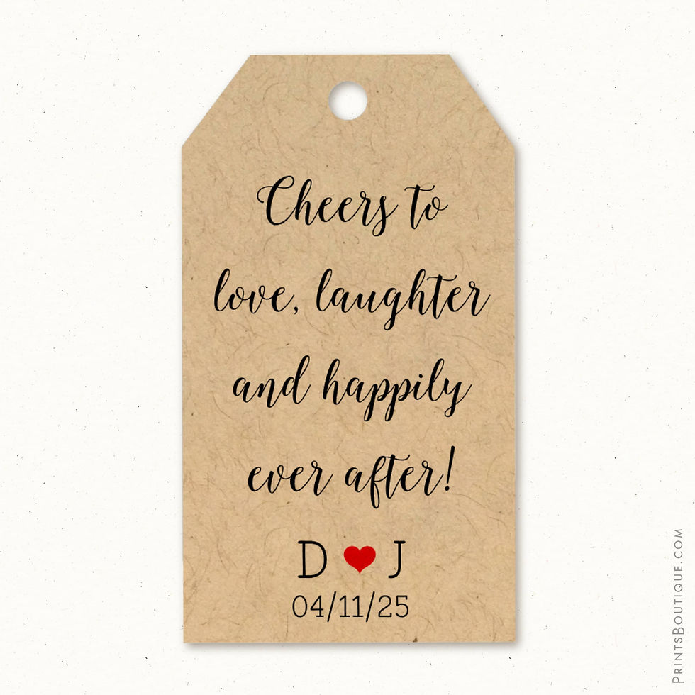 Cheers to love, laughter and happily ever after wedding tags (T-17)