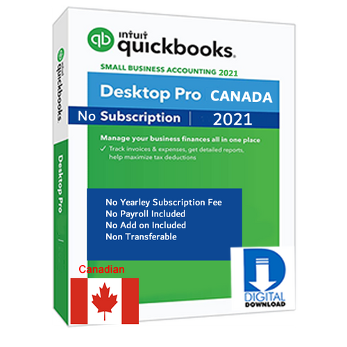 QuickBooks Pro Desktop 2021 Canada No Subscription Digital Download