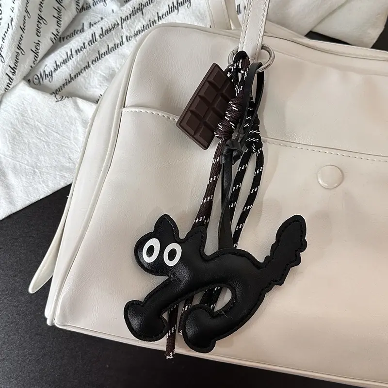 Thumbnail: Leather Dachshund Bag Pendant Creative Keychain Lanyard Bag Accessory Key