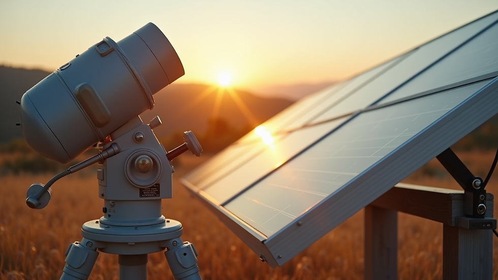 High angle view of solar tracking system in action
