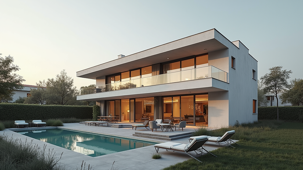 Plano de una vivienda inteligente con sistemas automatizados