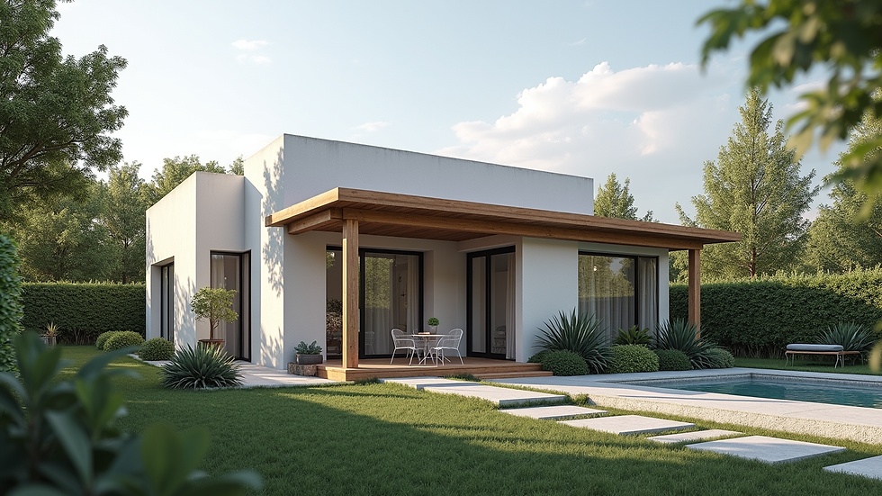 Primer plano de una casa en venta en Mérida con jardín