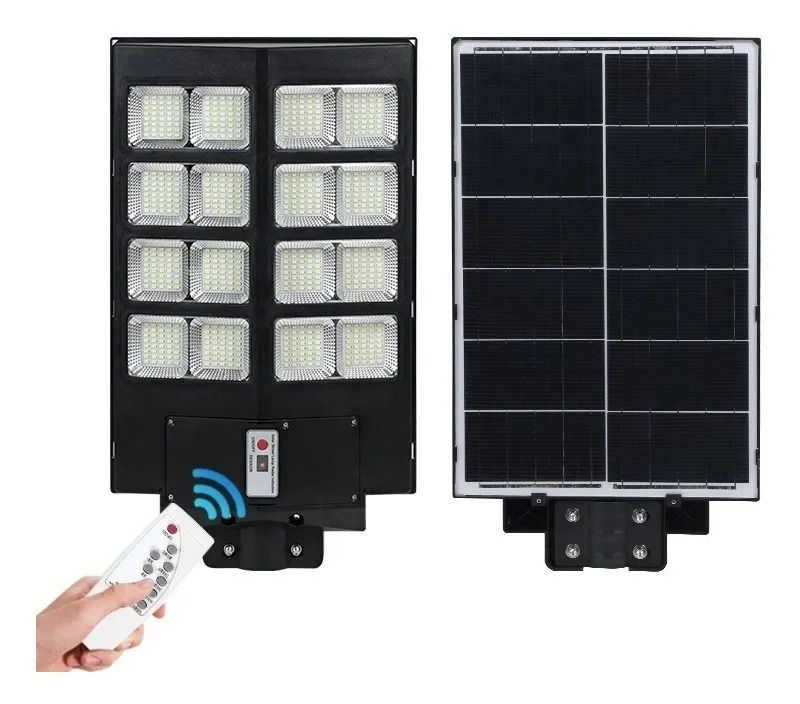 Miniatura: Vista Frontal y Reverso Lámpara Solar LED de 800W Con Sensor de Movimiento y Control Remoto