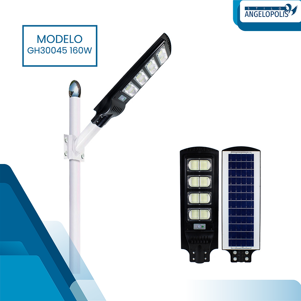 Vista General Lámpara Solar LED de 160W Suburbana para Alumbrado Público Económica Stilo Angelópolis