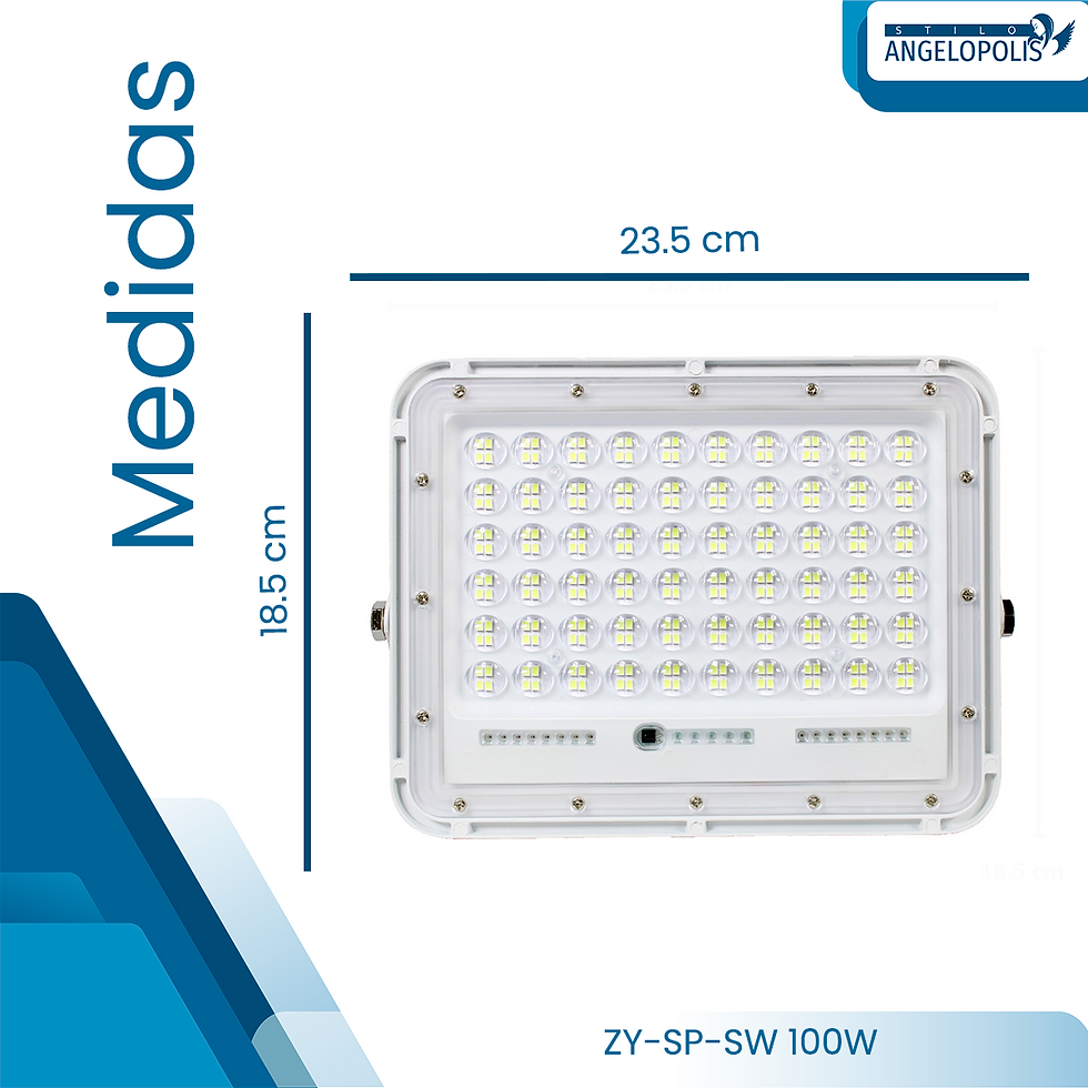 Medidas de Reflector Solar LED de 100w Alta Potencia y Amplitud con Control Remoto