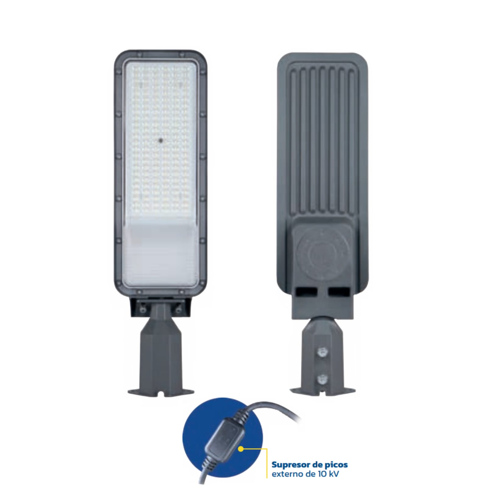 Lámpara Suburbana Gris LED 100W con Supresor de Picos