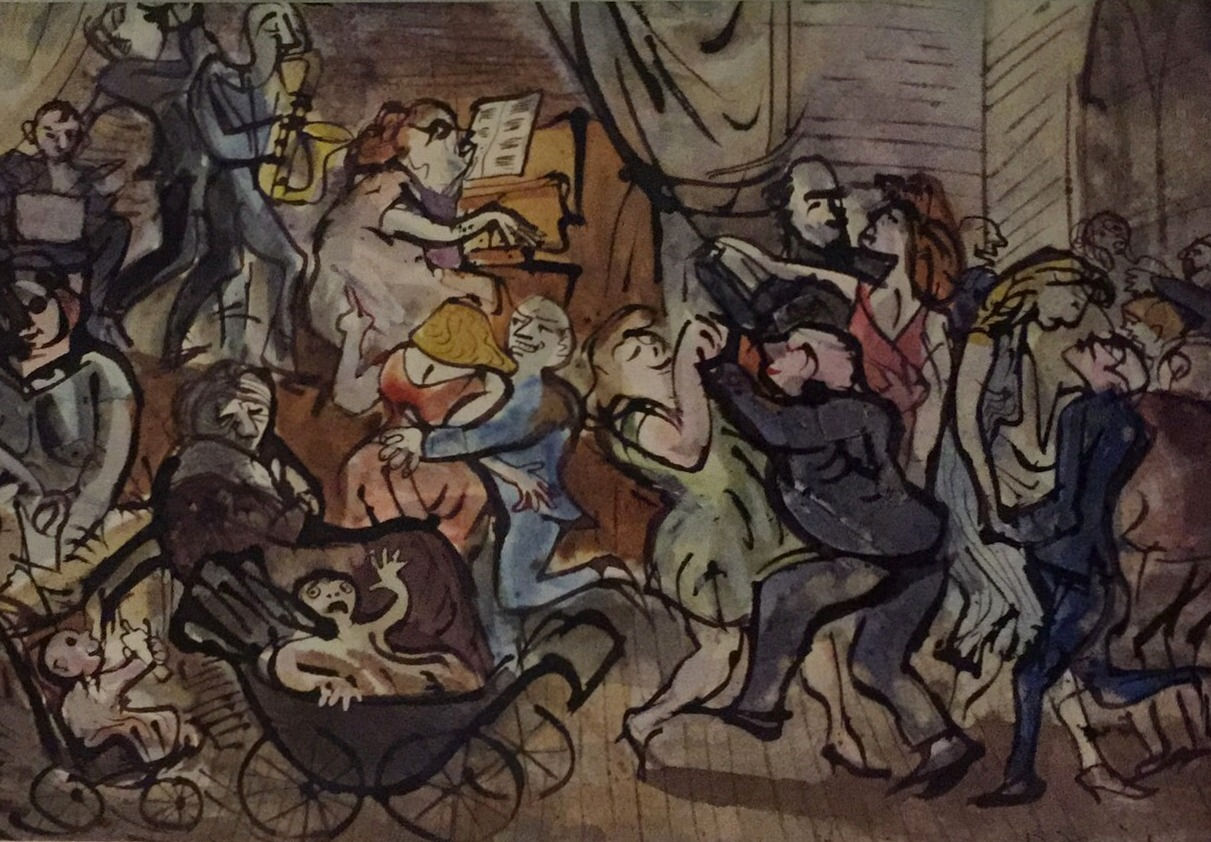 Donald Friend, Saturday Night Dance, Masonic Hall (detail)