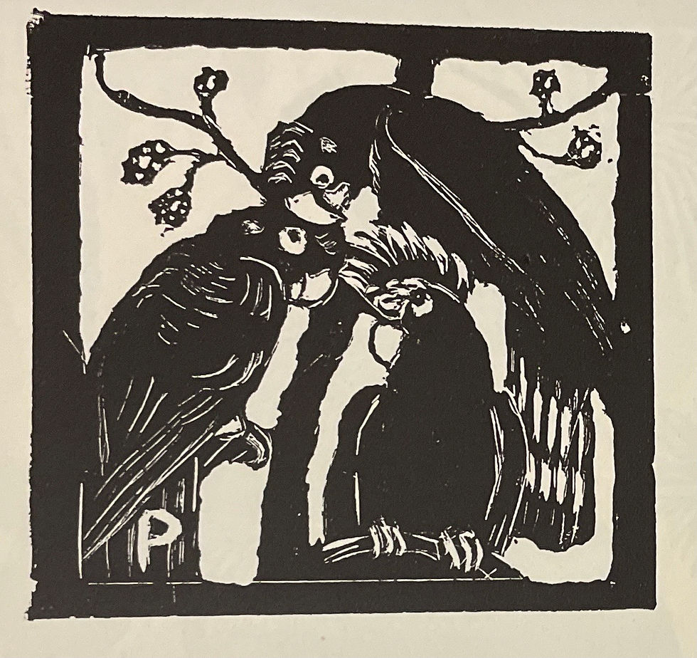 Margaret Preston, Cockatoos/Emus 1923 woodcut reproductions