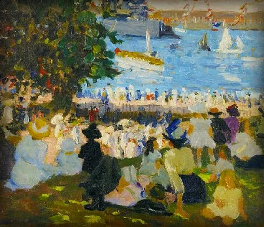 Ethel Carrick, Watching the Fleet from Domain, 1913.jpg