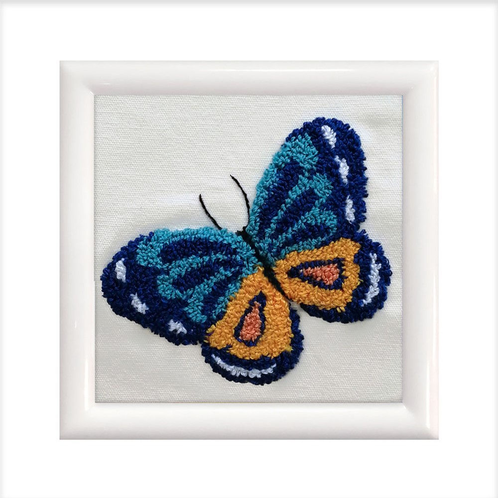 Ladybird Punch Embroidery Kit 3.75"X3.75" - BLUE BUTTERFLY PE1009