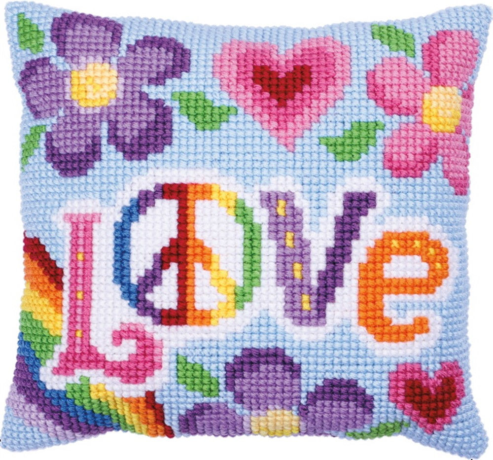 Ladybird Cross Stitch Cushion Kit- LOVE ALWAYS LH9002