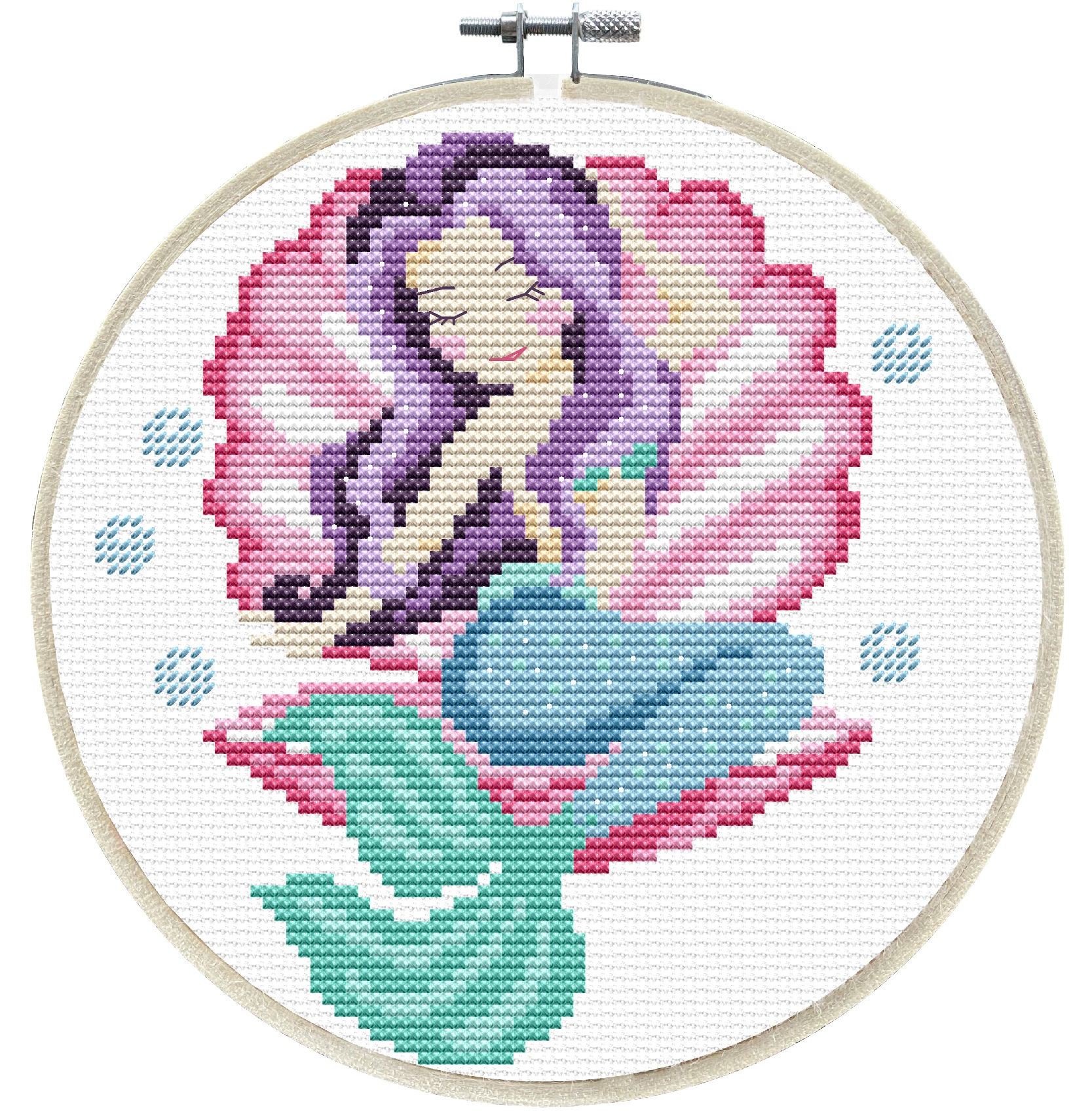 Ladybird No Count Cross Stitch Kit-6"- MERMAID DREAMS 240055