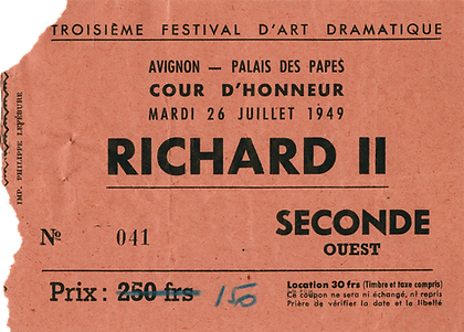 Billet d’entrée pour Richard II. 1949. PDR