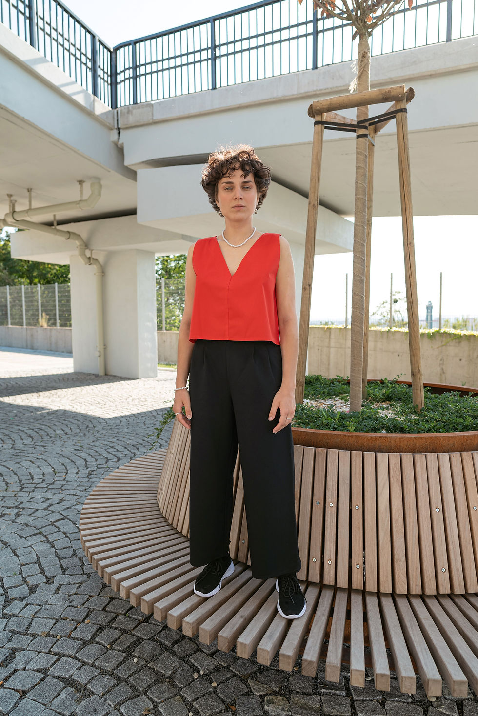 Miniatura: crop top do V / bio poplin