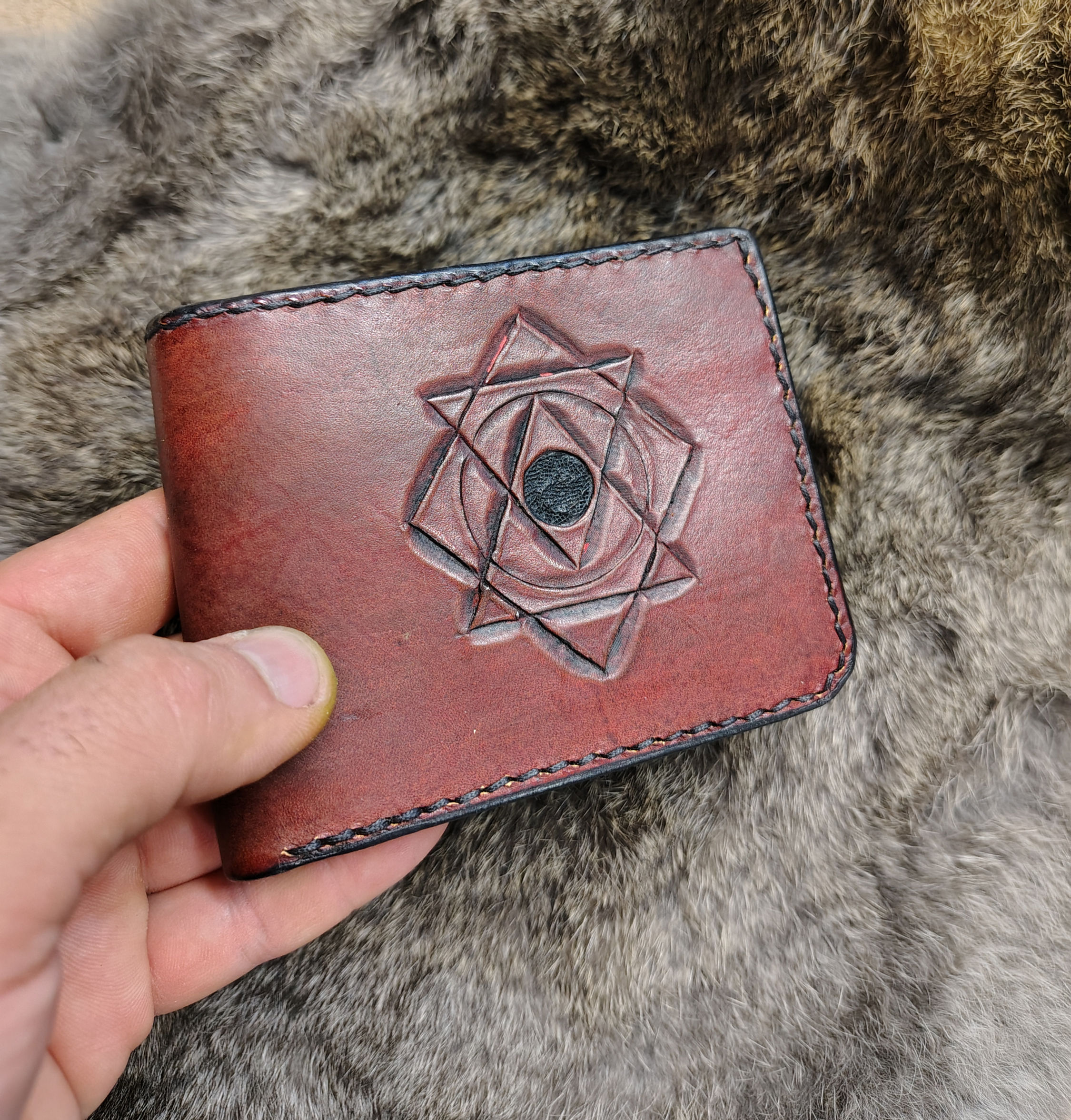 Sacred Geometry Bifold Wallet - Mahogany/Red