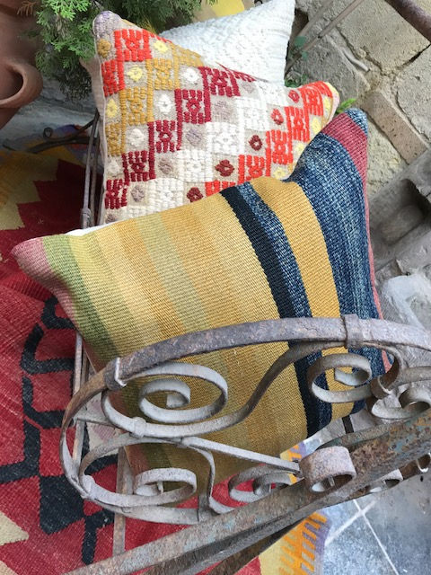 Thumbnail: Vintage Turkish Pillow - Indigo Stripe