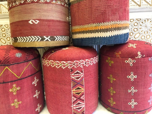 Thumbnail: Vintage kilim Pouf - Sienna red with details