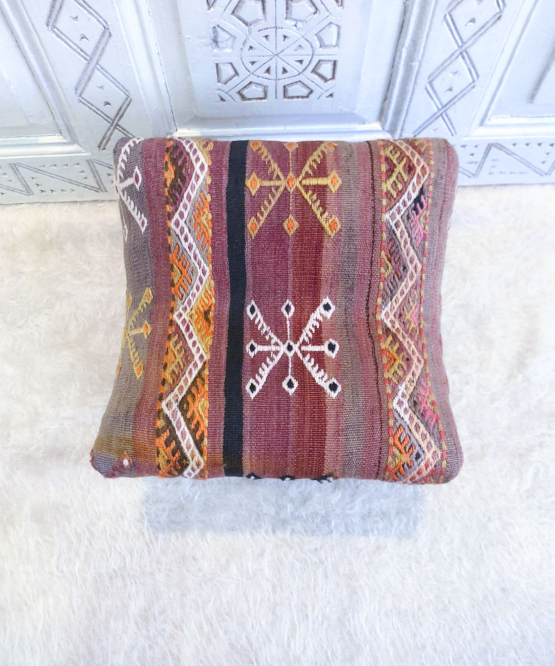 Vintage Kilim Teahouse Stool