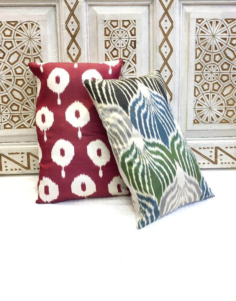 Thumbnail: Handwoven IKAT Pillow                                              Silk & Cotton