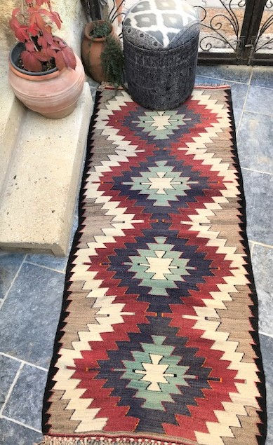 Thumbnail: Distressed Blue- Vintage Kilim Pouf