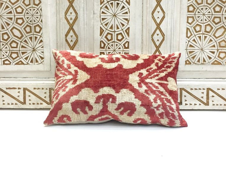 Thumbnail: Handwoven IKAT Pillow                                                     Velvet