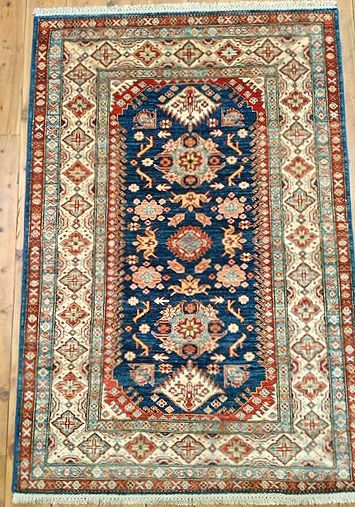 Thumbnail: Contemporary Shirvan Design Rug - Geometrical Blue