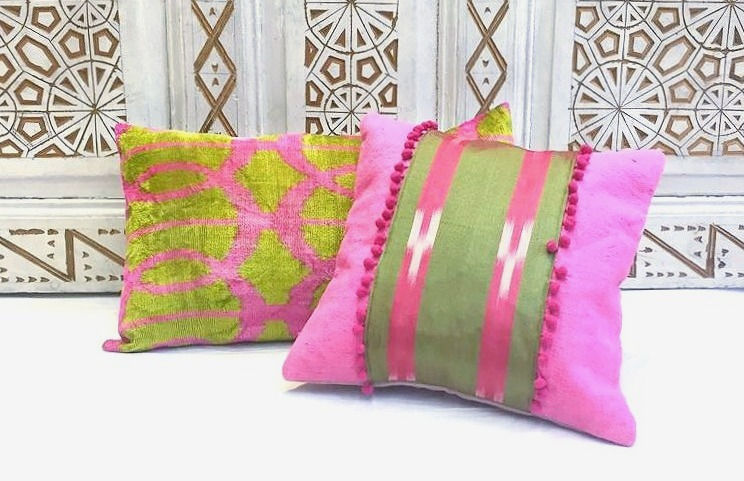 Handwoven IKAT Pillow                                                     Velvet