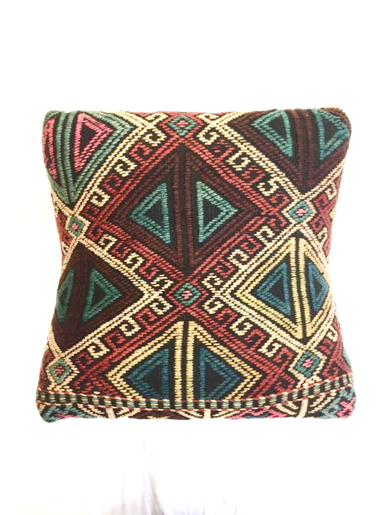 Thumbnail: TribalTeahouse Stool - Vintage Kilim                           Chocolate Diamond