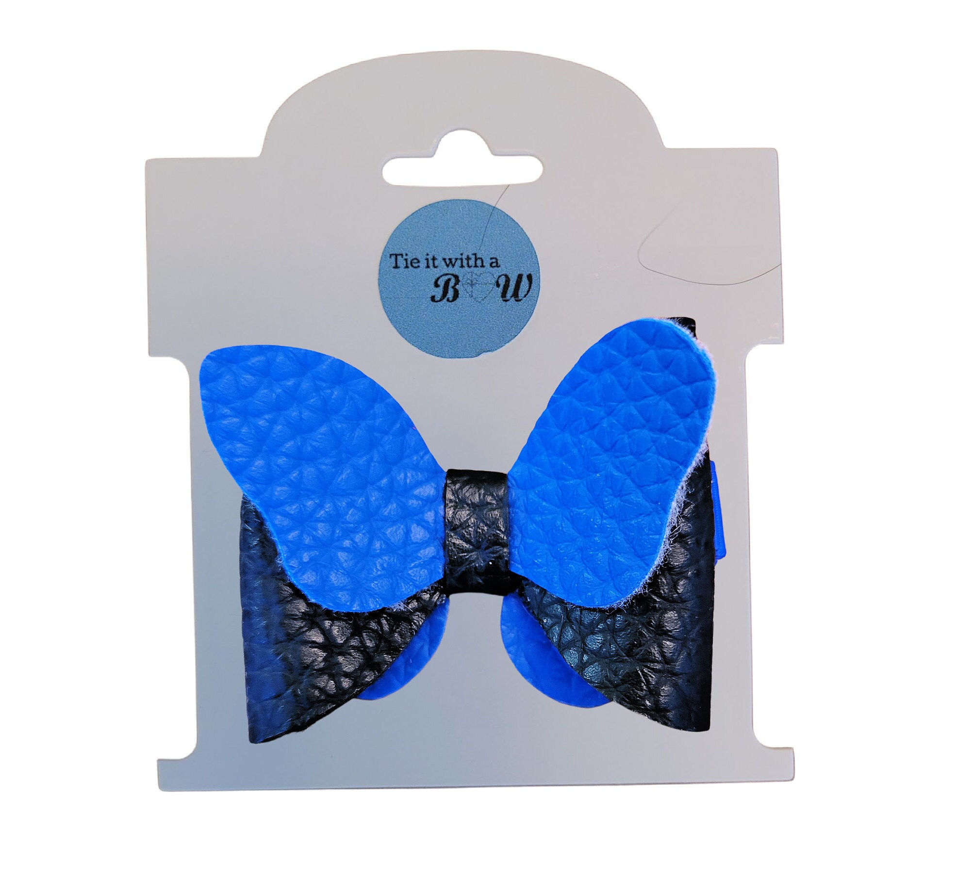 Black and Blue Butterfly style faux leather hair bow