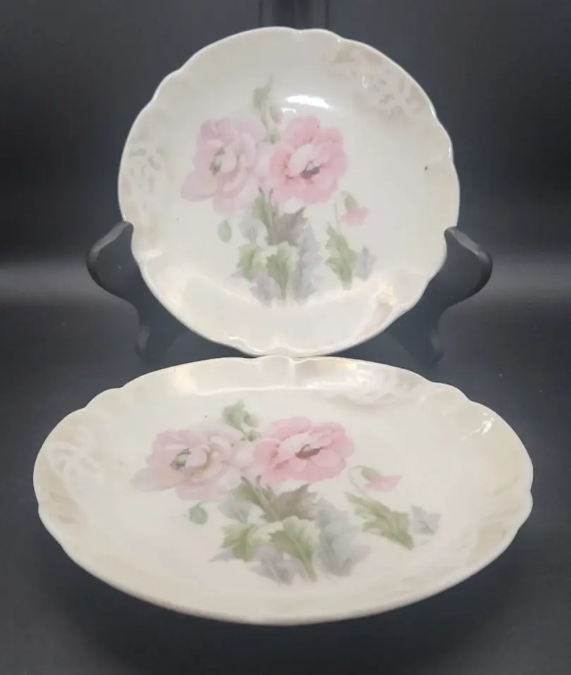 Thumbnail: Early 1900's Lusterware Bread Plates 6.25" Set of 4 Stamped GERMANY 57