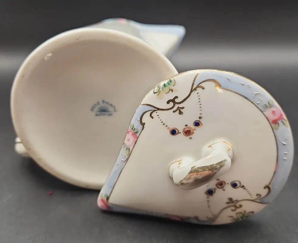 Thumbnail: VTG 4.5" Hand-Painted NIPPON Lidded Porcelain Creamer CA 1911-1921