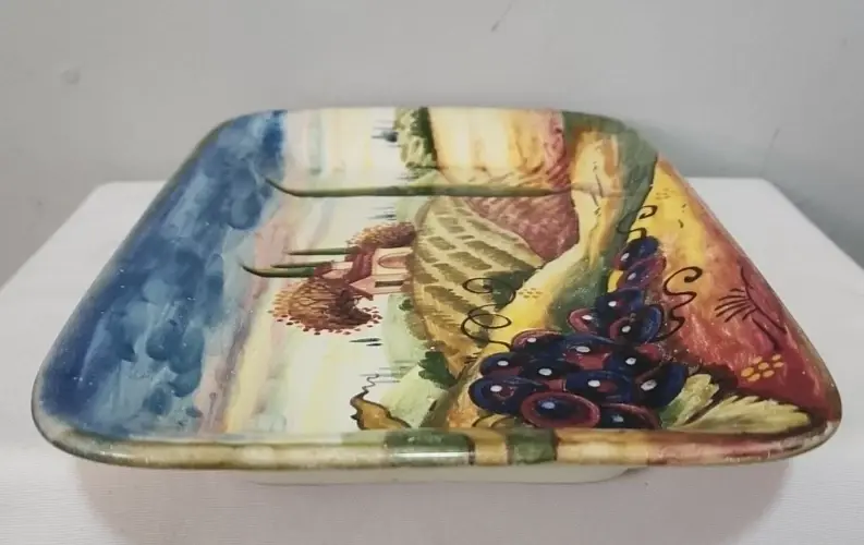 Thumbnail: AMMANNATI Hand Painted Italian Winery Scene Earthenware Wall Art / Serving Tray