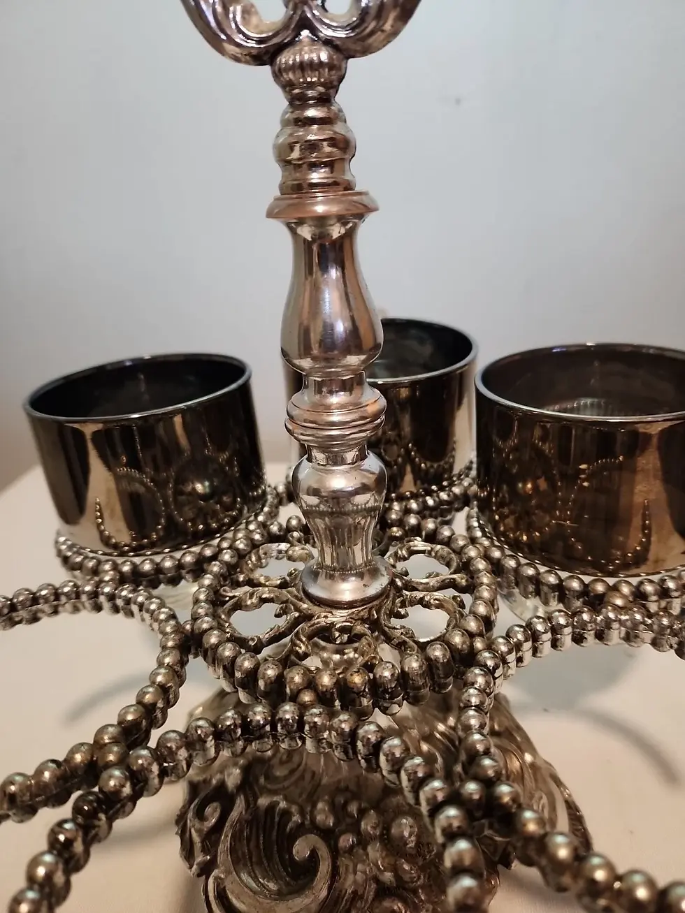 Thumbnail: Vintage MCM Loevsky Silver-Tone Whiskey Bar Set - Silver Ombre Glasses