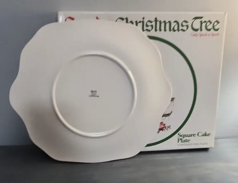 Thumbnail: Vintage SPODE Christmas Tree Square Cake Plate 11.5" x 10" S3324
