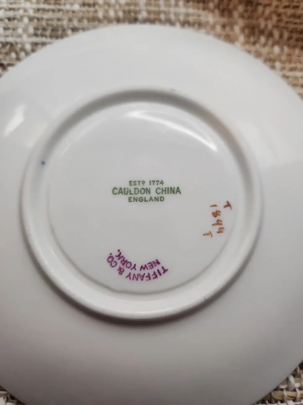 Thumbnail: VTG Tiffany & Co. NY Two Handled Cup & Saucer 4 Sets Cauldon Ltd. England