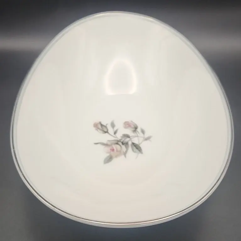 Thumbnail: Noritake MARGOT 5605 Oval Vegetable Bowl Pink Roses Platinum Trim Retired 1967