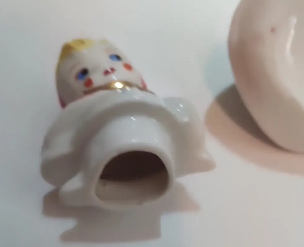 Thumbnail: Vintage Hull Pottery Little Red Riding Hood Mustard / Jam Jar w/ Spoon L. Bauer