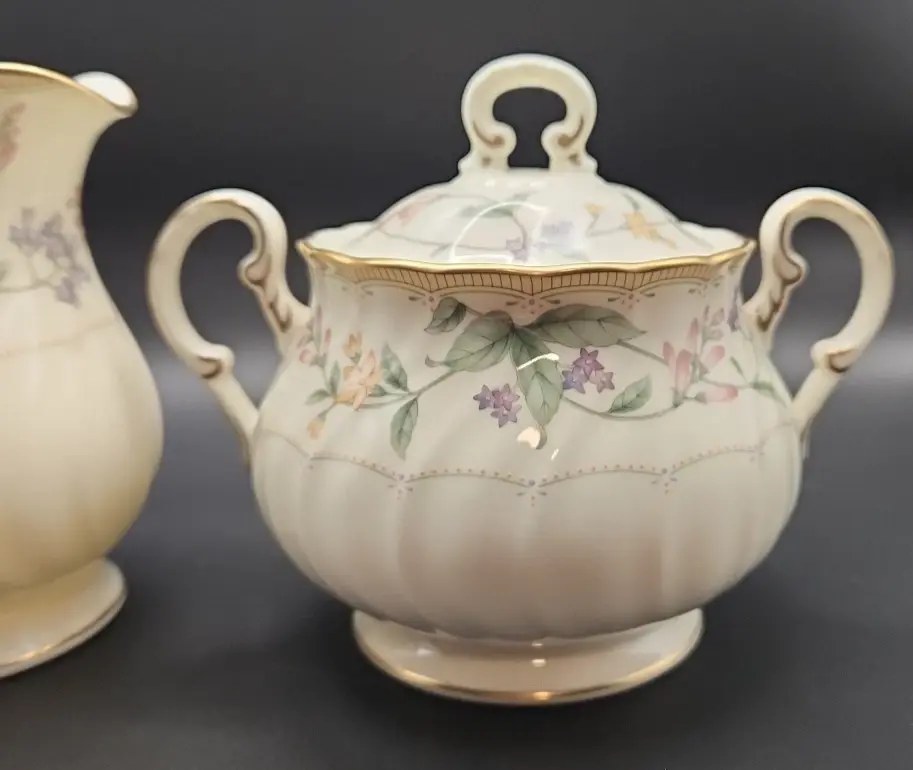 Thumbnail: Noritake Bone China Japan - 4704 BROOKHOLLOW Creamer & Suger Caddy - MINT