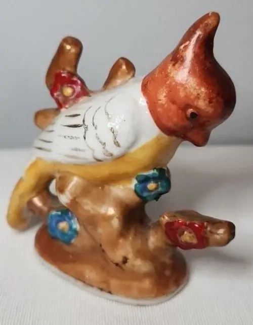Bird Figurine on a Branch - Made in Occupied Japan