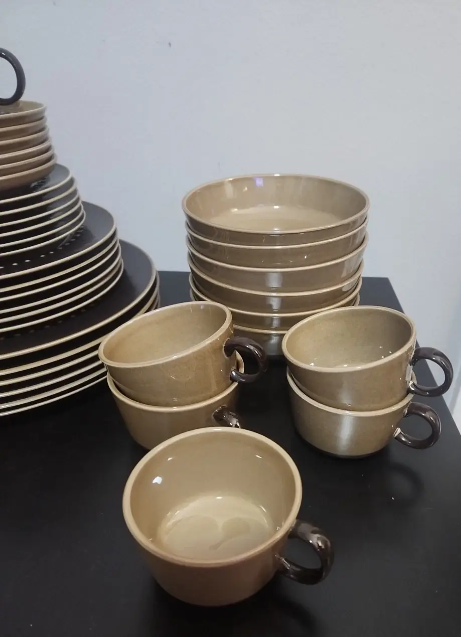 Thumbnail: Vintage MCM Franciscan Discovery Tahiti 36 Piece Place Setting + 7 Extra Pieces