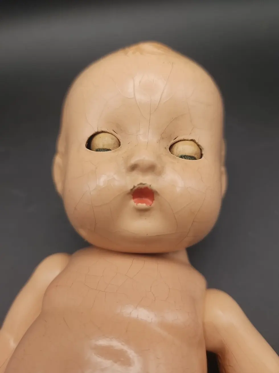 Thumbnail: Vintage Effanbee Patsy Baby - Composite Ball Jointed Blue Sleepy Eyes 8.5" Doll