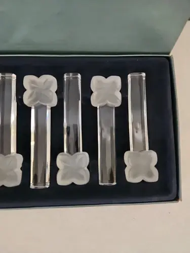 Thumbnail: Art Deco - J.G. Durand Crystal Knife Rest Set - Florence - Set of 6 Boxed