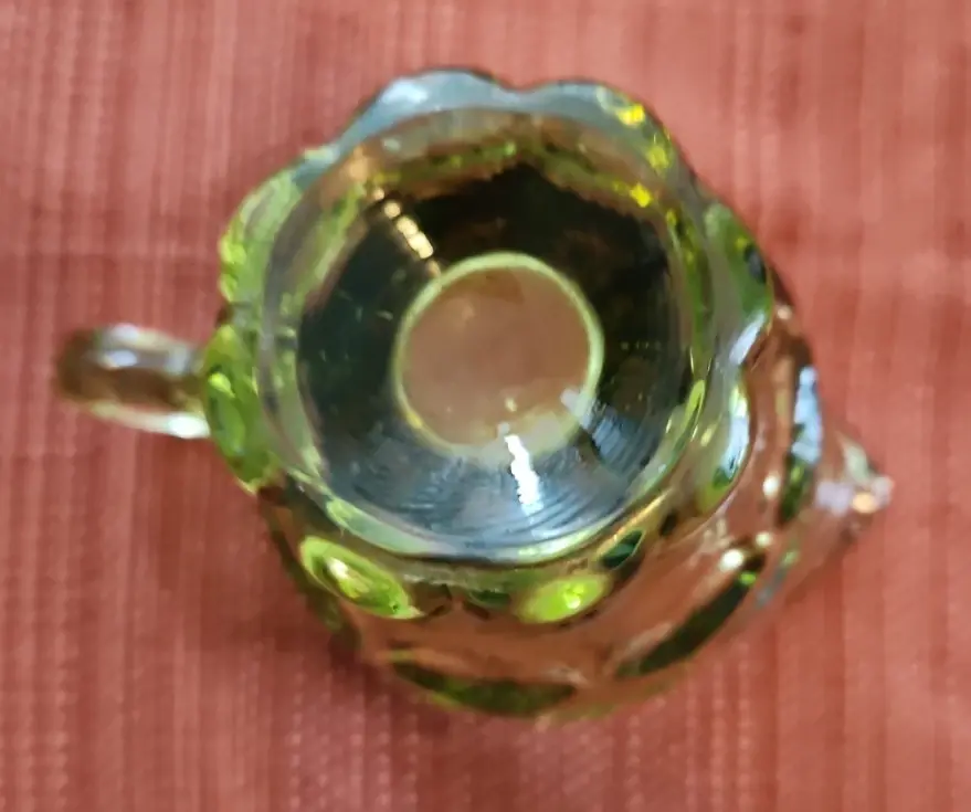 Thumbnail: Heisey Imperial Verde Green Depression Glass Creamer & Open Sugar Bowl Set