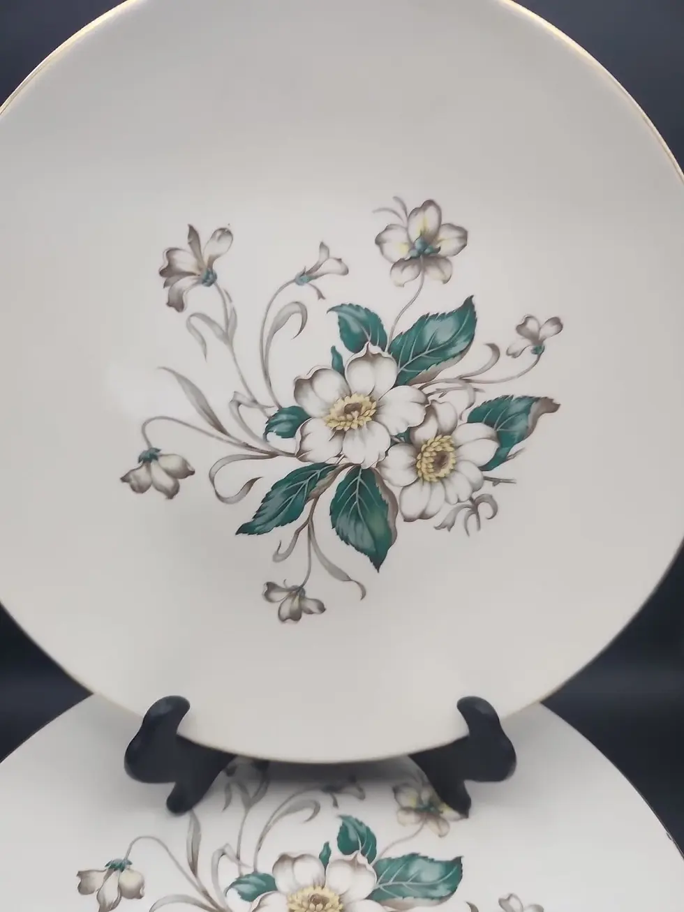 Thumbnail: Vintage Accent Shape by KNOWLES Sharon 10.25" Dinner Plates Dogwood & Gold Trim